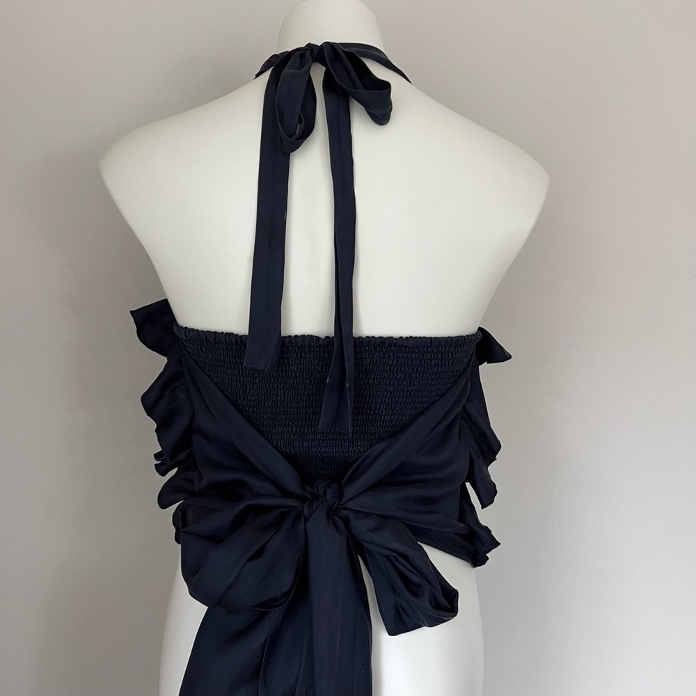 J.Crew Collection Navy Ruffle Halter Top - Picture 7 of 7